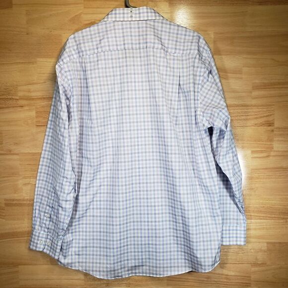 Joseph Abboud Non-Iron Dress Shirt 17.5/34/35 Blue Plaid Egyptian Cotton XL - Picture 5 of 8